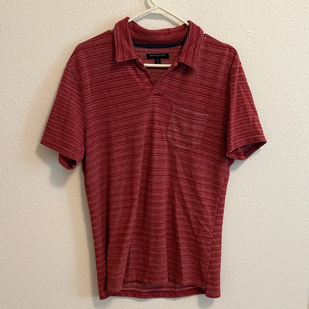 Banana Republic Red Striped Polo Shirt